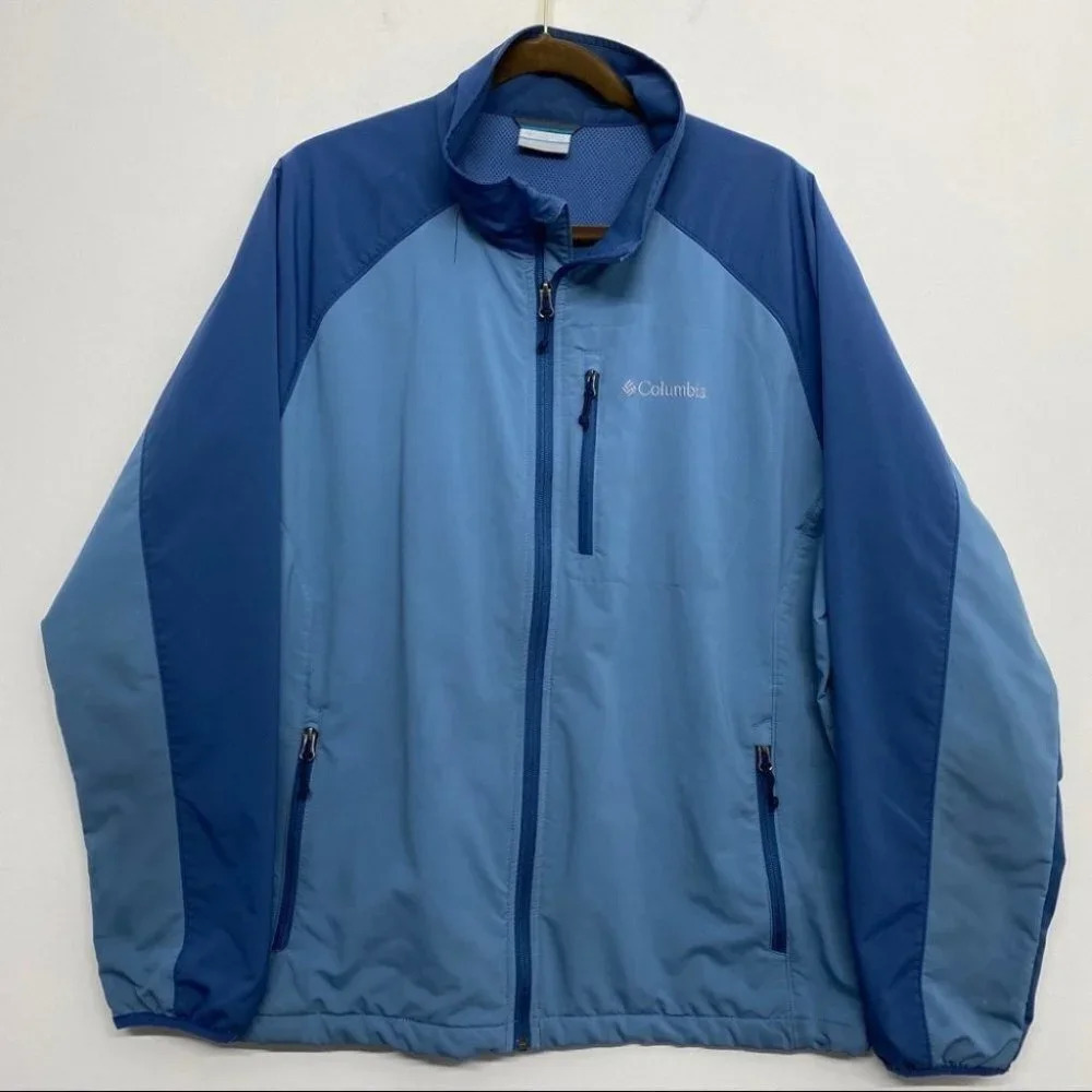 Columbia Windbreaker Jacket Coat Men’s‎ Xl Blue Lig